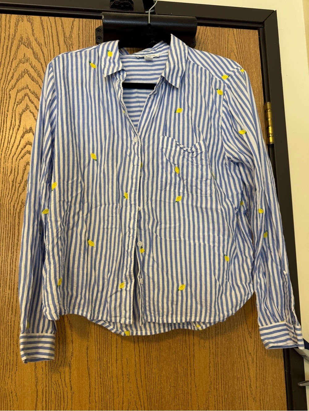 beachlunchlounge Blue and White Striped Button-Down Shirt